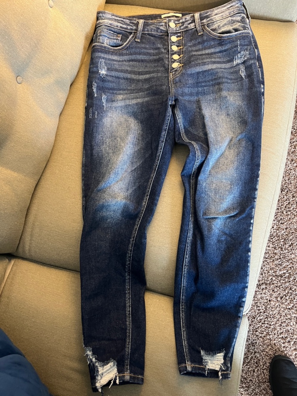 KanCan Dark Blue Distressed High-Rise Skinny Jeans women’s size 29 perfect